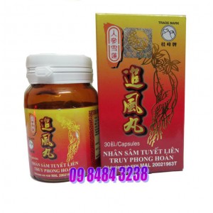 Nhân sâm tuyết liên truy phong hoàn sản phẩm của Malaysia  trị đau lưng, nhức xương, đau thần kinh toạ 